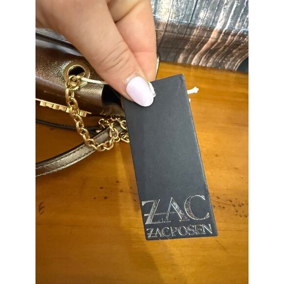 NWT Zac Posen Eartha Mini Chain Crossbody Bag Shale Gold Hardware - Picture 3 of 7